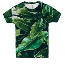 Детская 3D футболка Green leaves pattern