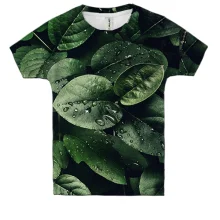 Детская 3D футболка Green leaves pattern 2