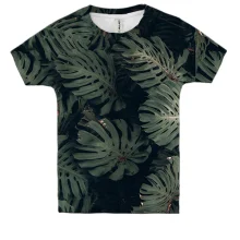 Дитяча 3D футболка Green leaves pattern 3