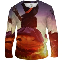 Мужской 3D лонгслив Halloween pumpkin sunset