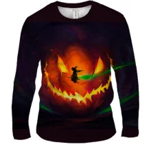 Мужской 3D лонгслив Halloween pumpkin and witch