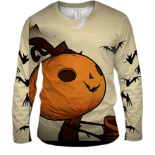 Мужской 3D лонгслив Halloween pumpkin and bats