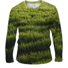 Мужской 3D лонгслив Green grass pattern
