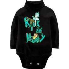 Детское боди с длинным рукавом Rick and Morty с персонажами в надписи