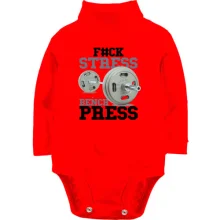 Детское боди с длинным рукавом для качалки "F#ck stress - bench press"