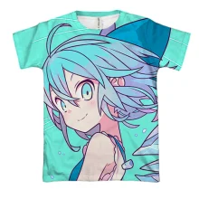 3D футболка Blue anime girl