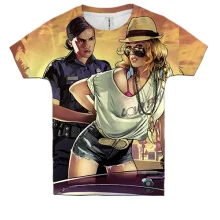 Детская 3D футболка GTA police girl
