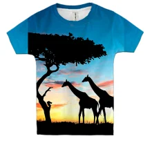 Детская 3D футболка Safari sunset