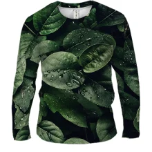 Мужской 3D лонгслив Green leaves pattern 2