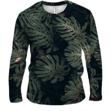 Мужской 3D лонгслив Green leaves pattern 3