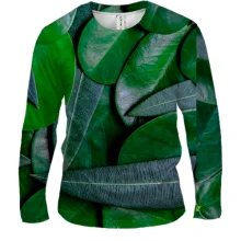 Мужской 3D лонгслив Green leaves pattern 4