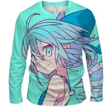 Мужской 3D лонгслив Blue anime girl