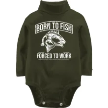 Детское боди с длинным рукавом Born to Fish Forced to work