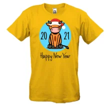 Футболка с бычком Happy New Year