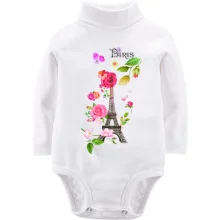 Дитяче боді з довгим рукавом з Ейфелевою вежею і квітами "Paris"