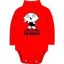 Детское боди с длинным рукавом Never too young to rock