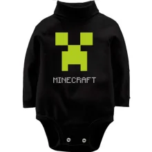 Детское боди с длинным рукавом Minecraft logo grey