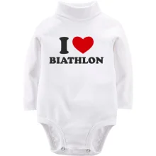 Дитяче боді з довгим рукавом Я люблю Біатлон - I love Biathlon