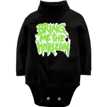 Детское боди с длинным рукавом Bring me the horizon logo green