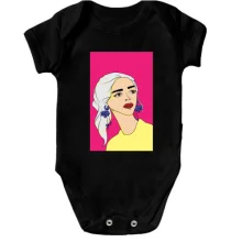 Детское боди Blonde on pink background