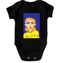 Детское боди Blonde in a yellow t-shirt