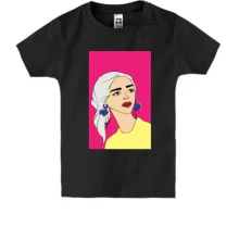 Детская футболка Blonde on pink background
