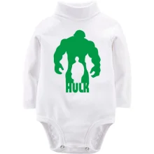 Детское боди с длинным рукавом с силуэтом Халка и надписью HULK