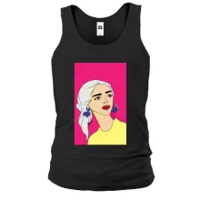 Мужская майка Blonde on pink background