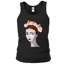 Мужская майка Girl with pink flowers 1