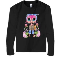 Дитячий лонгслів Girl with pink hair