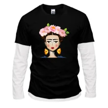 Комбінований лонгслів Girl with pink flowers