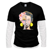 Комбінований лонгслів Woman with pop art portrait