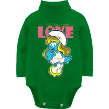 Детское боди с длинным рукавом со Смурфиком All you need is love