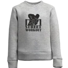 Детский свитшот с атлетом на турнике и надписью Workout