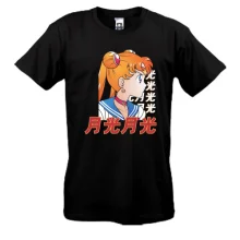 Футболка Anime girl with hieroglyphs