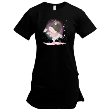 Удлиненная футболка Baby girl with butterfly