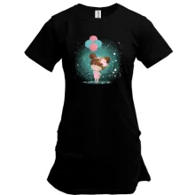 Удлиненная футболка Baby girl with balloons