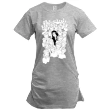Удлиненная футболка Black and white art girls 2