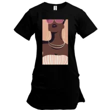 Удлиненная футболка Black girl with glasses