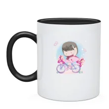 Чашка Little girl riding a bicycle