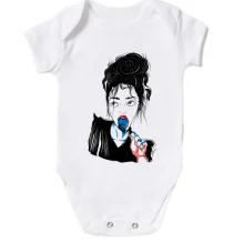 Детское боди Girl portrait art blue lollipop