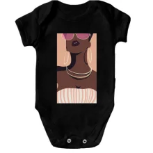 Детское боди Black girl with glasses