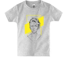 Детская футболка Girl portrait art yellow