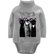 Дитяче боді з довгим рукавом з котами "bunny, princess, me ow"
