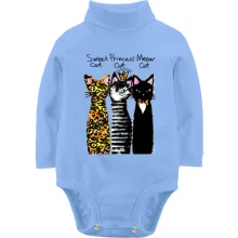 Детское боди с длинным рукавом с тремя котами "sweet, princess, meow"