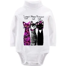 Детское боди с длинным рукавом с тремя котами "sweet, princess, meow" (1)