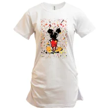 Удлиненная футболка Mickey mouse paint art