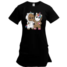 Удлиненная футболка Baby groot and unicorn
