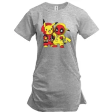 Удлиненная футболка Stitch and mickey mouse