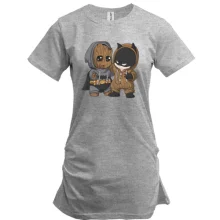 Удлиненная футболка Baby groot and batman